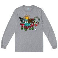 Heather Grey Tanned And Tipsy Long Sleeve Tee - CowhideDigitalArt