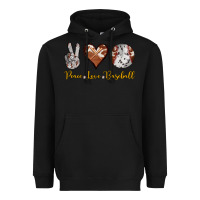 Black peace love baseball Heavyweight Hoodie - RanaPortraitStore