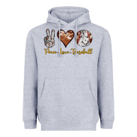 Heather Grey peace love baseball Heavyweight Hoodie - RanaPortraitStore
