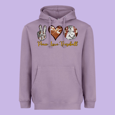 Peace Love Baseball Heavyweight Hoodie Designed By Ranaportraitstore