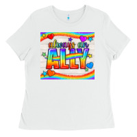 White Always An Ally Pride LGBTQ+ Tumbler Ladies Tee - BundleAndBundleShop