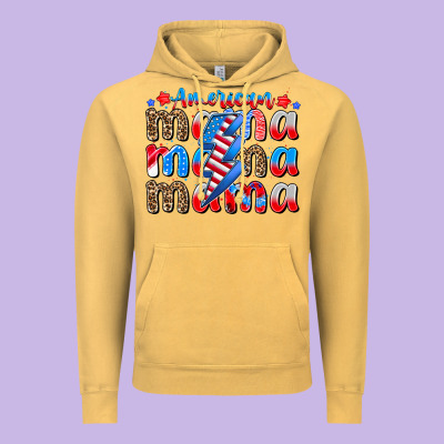American Mama Vintage Hoodie Designed By Cowhidedigitalart