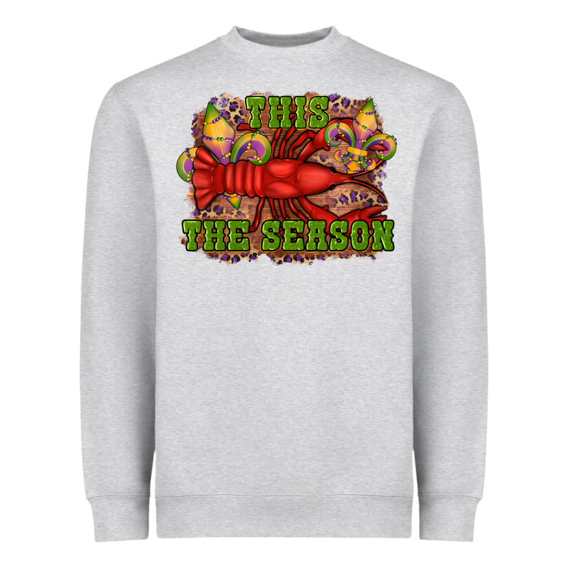 Mardi Gras This The Season Crawfish Fleur De Lis Heavyweight Sweatshirt by RanaPortraitStore | Teevron