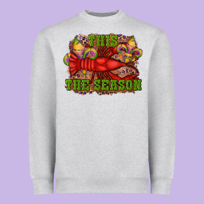 Mardi Gras This The Season Crawfish Fleur De Lis Heavyweight Sweatshirt Designed By Ranaportraitstore