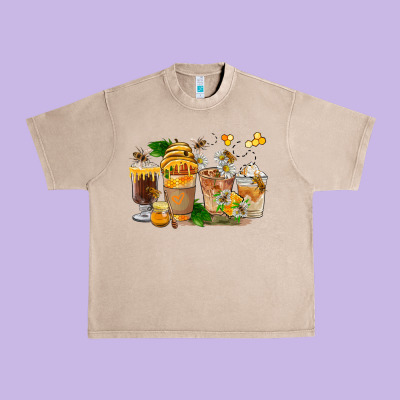 Honey Bee Coffee Cups Urban Heavy Tee Designed By Fadigitalartstudio