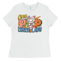 White one hip lunch lady easter day Ladies Tee - FaDigitalArtStudio