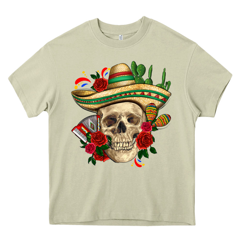 Di De Los Muertos With Roses Mexico Heavy Core Tee by HowdyJamesFarm | Teevron