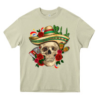 Mossy Di de los muertos with roses Mexico Heavy Core Tee - HowdyJamesFarm