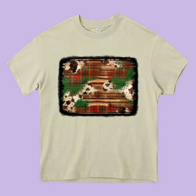 Christmas Buffalo Plaid Cowhide Background Heavy Core Tee Designed By Jasminsmagicworld