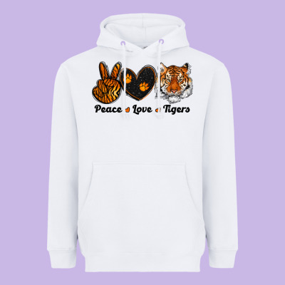 Peace Love Tigers Heavyweight Hoodie Designed By Ranaportraitstore