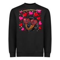 Black valentine's day  dachshund puppy Heavyweight Sweatshirt - RanaPortraitStore