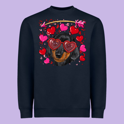 Valentine's Day  Dachshund Puppy Heavyweight Sweatshirt Designed By Ranaportraitstore