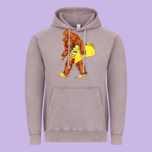Bigfoot Carrying Taco Vintage Hoodie Designed By Designefamous