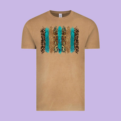 Glitter Turqoise Leopard Tooled Leather Background Vintage Tee Designed By Ranaportraitstore