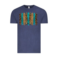 Vintage Denim glitter turqoise leopard tooled leather background Vintage Tee - RanaPortraitStore