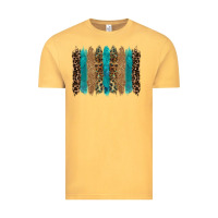 Vintage Mustard glitter turqoise leopard tooled leather background Vintage Tee - RanaPortraitStore