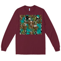 Burgundy Longhorn Pattern Long Sleeve Tee - CowhideDigitalArt