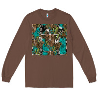Chestnut Longhorn Pattern Long Sleeve Tee - CowhideDigitalArt