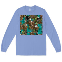 Colony Blue Longhorn Pattern Long Sleeve Tee - CowhideDigitalArt