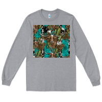 Heather Grey Longhorn Pattern Long Sleeve Tee - CowhideDigitalArt