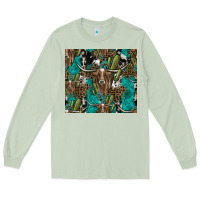 Matcha Longhorn Pattern Long Sleeve Tee - CowhideDigitalArt