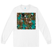 White Longhorn Pattern Long Sleeve Tee - CowhideDigitalArt