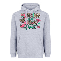 Heather Grey nursing is a work of heart Heavyweight Hoodie - RanaPortraitStore