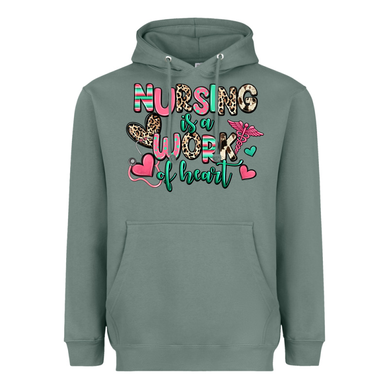 Nursing Is A Work Of Heart Heavyweight Hoodie by RanaPortraitStore | Teevron