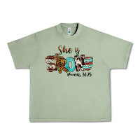 Oil Green She Is Strong Proverbs 31 25 Urban Heavy Tee - FaDigitalArtStudio