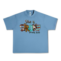 Pebble Blue She Is Strong Proverbs 31 25 Urban Heavy Tee - FaDigitalArtStudio