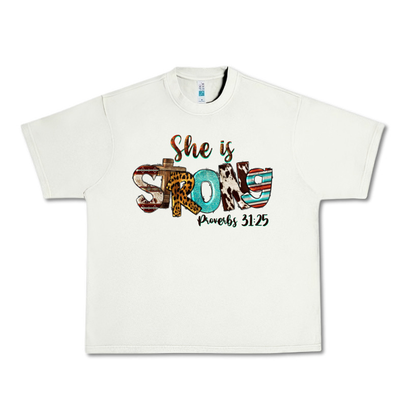 She Is Strong Proverbs 31 25 Urban Heavy Tee by FaDigitalArtStudio | Teevron