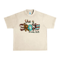 Sandshell She Is Strong Proverbs 31 25 Urban Heavy Tee - FaDigitalArtStudio