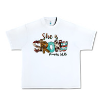 White She Is Strong Proverbs 31 25 Urban Heavy Tee - FaDigitalArtStudio