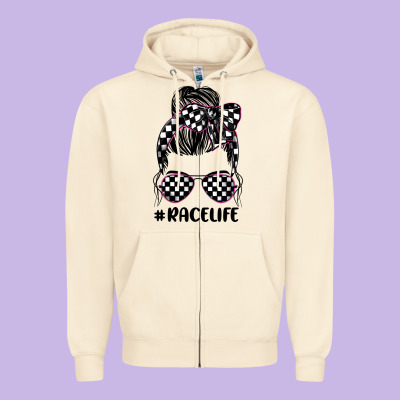 Race Life Zipper Hoodie Designed By Jahusdesignshop