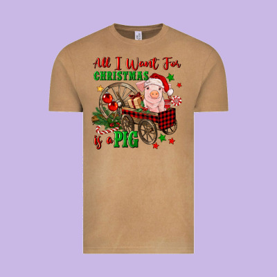 All I Want For Christmas Is A Pig Vintage Tee Designed By Fadigitalartstudio