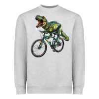 Heather Grey t rex dinosaur riding dinosaur Heavyweight Sweatshirt - RanaPortraitStore