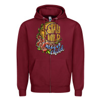 Burgundy stay wild moon child Zipper Hoodie - JahusDesignShop