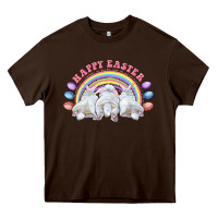 Chocolate Brown Happy easter bunny tails Heavy Core Tee - RanaPortraitStore
