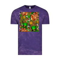Cloud Purple st patricks  cow with candy Vintage Tee - FaDigitalArtStudio