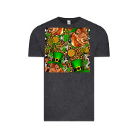 Vintage Black st patricks  cow with candy Vintage Tee - FaDigitalArtStudio