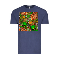 Vintage Denim st patricks  cow with candy Vintage Tee - FaDigitalArtStudio