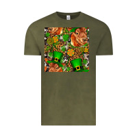 Vintage Olive st patricks  cow with candy Vintage Tee - FaDigitalArtStudio