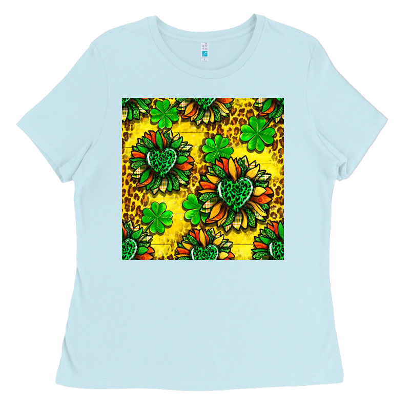 St. Patrick's Sunflower Seamless Pattern Ladies Tee by BundleAndBundleShop | Teevron