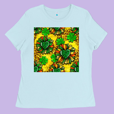 St. Patrick's Sunflower Seamless Pattern Ladies Tee Designed By Bundleandbundleshop