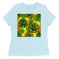 Baby Blue St. Patrick's sunflower seamless pattern Ladies Tee - BundleAndBundleShop