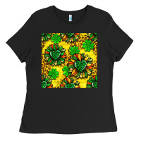 Black St. Patrick's sunflower seamless pattern Ladies Tee - BundleAndBundleShop