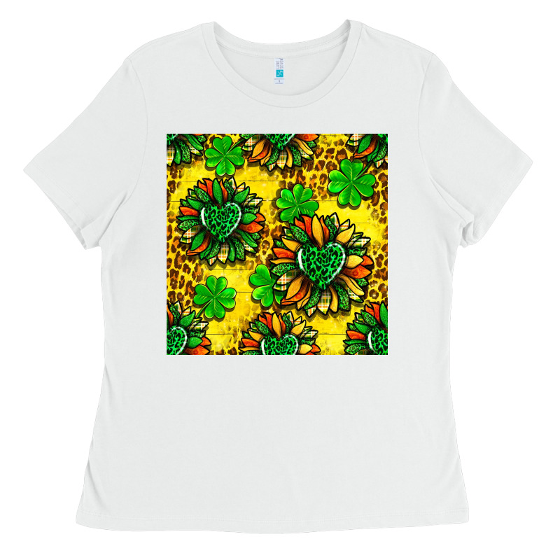 St. Patrick's Sunflower Seamless Pattern Ladies Tee by BundleAndBundleShop | Teevron