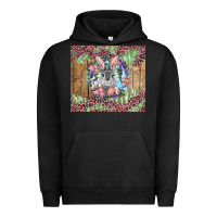 Pigment Black Easter bunny with floral wreath and leopard Urban Hoodie - RanaPortraitStore
