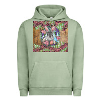 Pigment Oil Green Easter bunny with floral wreath and leopard Urban Hoodie - RanaPortraitStore
