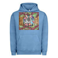 Pigment Pebble Blue Easter bunny with floral wreath and leopard Urban Hoodie - RanaPortraitStore